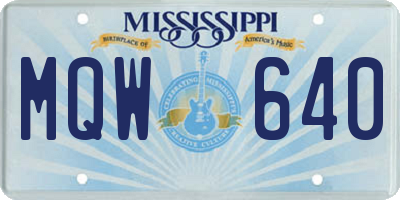 MS license plate MQW640