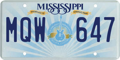 MS license plate MQW647