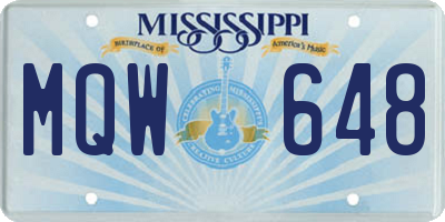 MS license plate MQW648