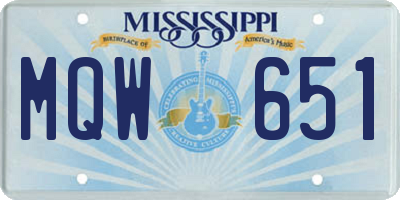 MS license plate MQW651