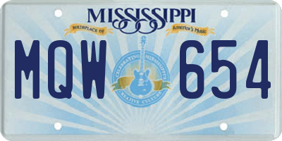 MS license plate MQW654