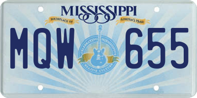 MS license plate MQW655