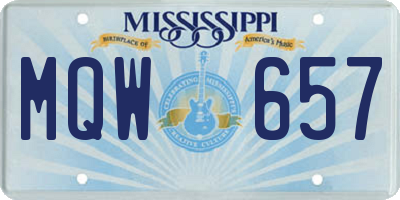MS license plate MQW657