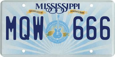 MS license plate MQW666