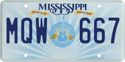 MS license plate MQW667