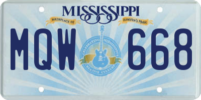 MS license plate MQW668