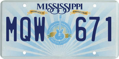 MS license plate MQW671