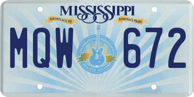 MS license plate MQW672