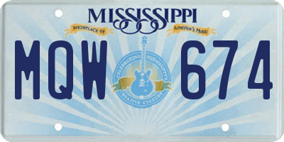 MS license plate MQW674