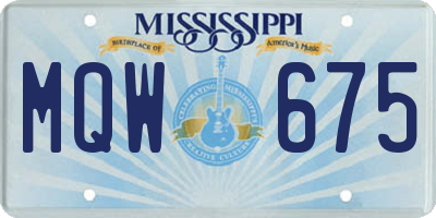MS license plate MQW675