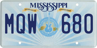 MS license plate MQW680
