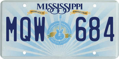 MS license plate MQW684