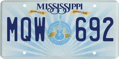 MS license plate MQW692