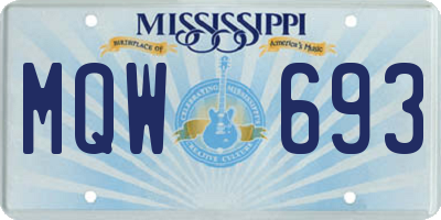 MS license plate MQW693