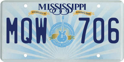 MS license plate MQW706