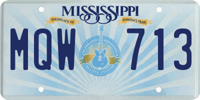 MS license plate MQW713