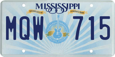 MS license plate MQW715