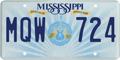 MS license plate MQW724