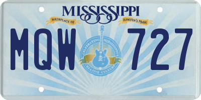 MS license plate MQW727