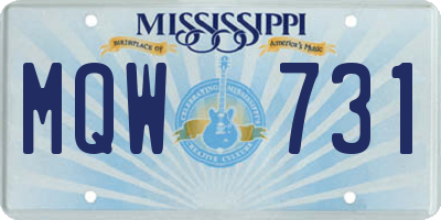 MS license plate MQW731