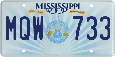 MS license plate MQW733