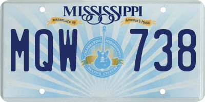 MS license plate MQW738