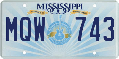 MS license plate MQW743