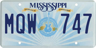 MS license plate MQW747