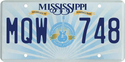 MS license plate MQW748