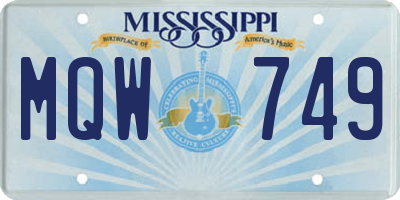 MS license plate MQW749