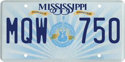 MS license plate MQW750