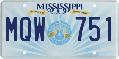 MS license plate MQW751