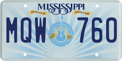 MS license plate MQW760