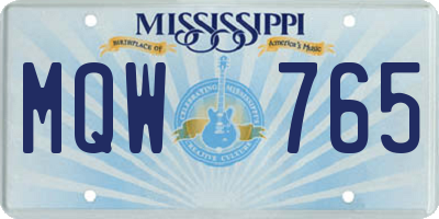 MS license plate MQW765