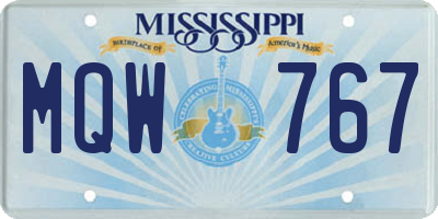 MS license plate MQW767