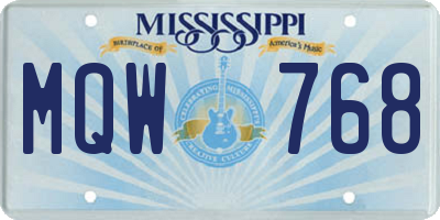 MS license plate MQW768