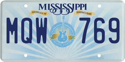 MS license plate MQW769