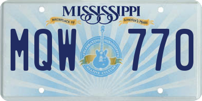 MS license plate MQW770