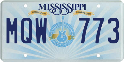 MS license plate MQW773