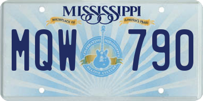 MS license plate MQW790