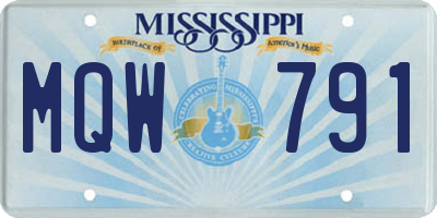 MS license plate MQW791