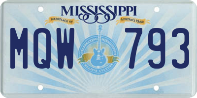 MS license plate MQW793