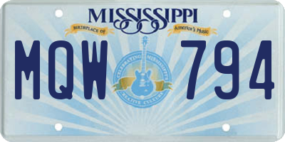MS license plate MQW794