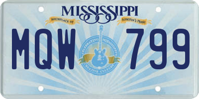 MS license plate MQW799