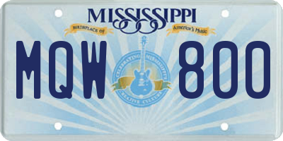 MS license plate MQW800