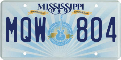 MS license plate MQW804