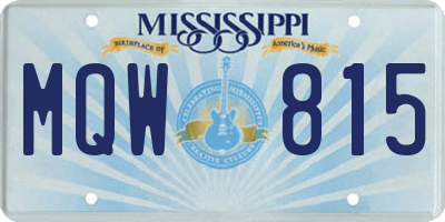 MS license plate MQW815