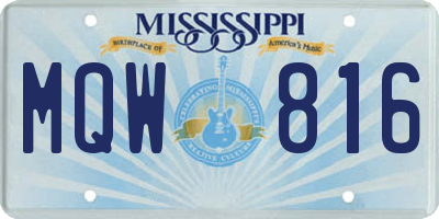 MS license plate MQW816
