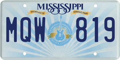 MS license plate MQW819
