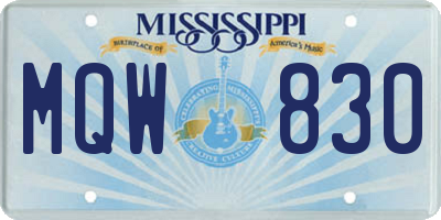 MS license plate MQW830